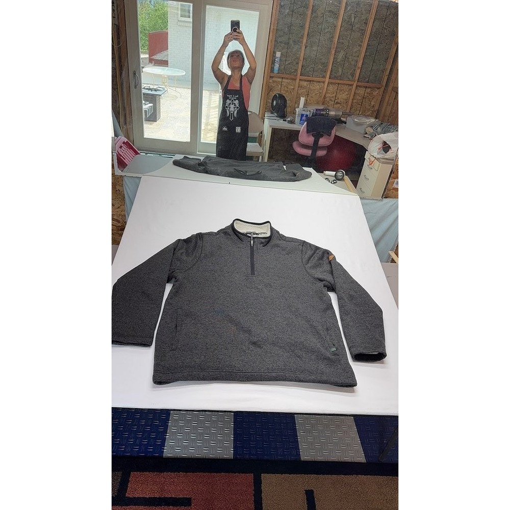 Orvis Mens Gray Quarter-Zip Pullover Fleece Lined Sweater XXL Big & Tall